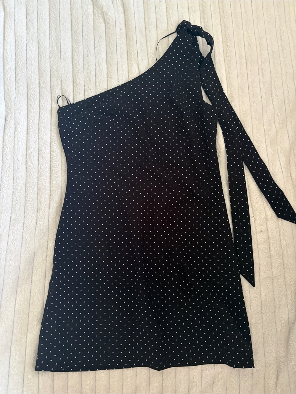 H&M Women’s One-Shoulder Black Polka Dot Dress with bow
